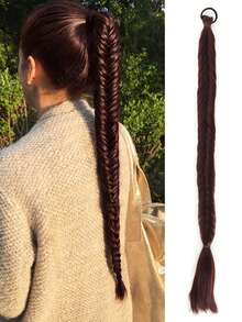 24-Inch Synthetic Ponytail Loose Braided Elastic Hairband - 1-Piece High-Elasticity Hairpiece, Halloween & Christmas Accessory - Multicolor - View 11