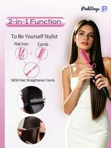 PinkSings Cepillo eléctrico de cerámica - Adecuado para pelucas de barba negra natural, cepillo eléctrico de calentamiento rápido de 30 segundos con soporte plegable anti-quemaduras, regalo para vacaciones - Ver 7