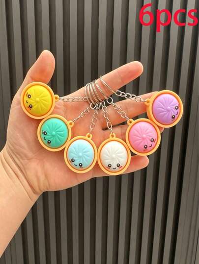 6 pezzi Set di portachiavi a forma di raviolo carino, adatti come premi per la classe, riempitivi per borse regalo, decorazioni per portachiavi a forma di panini al vapore e ravioli, regali di compleanno, regali per la festa della mamma, premi per la scatola dei tesori per mamma, papà, laurea e insegnanti