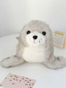 1 pieza Peluche de foca gris de 30cm/11.81 pulgadas, Peluche de foca gris, Criatura marina realista de peluche, Imprescindible para la decoración del dormitorio, Juguete de peluche suave, Regalo para niños y novias, Adecuado como regalo de vacaciones - Caqui - Ver 2