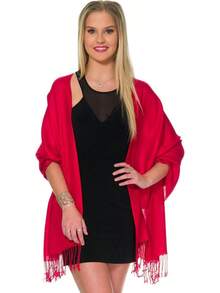 Shawls And Wraps Evening Dresses, Large Soft  Wedding Shawl - 紅色 - 查看 9