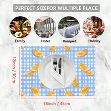 1件/4件/6件装橙色图案亚麻餐垫，适用于餐桌，四季皆宜，现代可水洗餐垫，家居装饰，杯垫，厨房餐垫，室内外派对装饰，理想礼品 - 彩色 - 查看 10