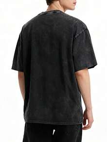 Men's Solid Color Versatile Crew Neck Casual Short Sleeve-Shirt - 黑色 - 查看 2