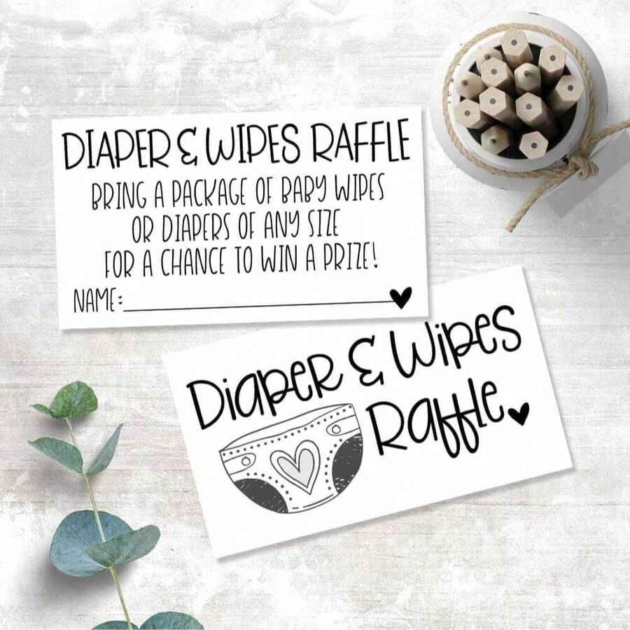 Boletos de rifa de pañales y toallitas húmedas - Inserto de invitación para baby shower - Actividad de juego para baby shower - A - Ver 1