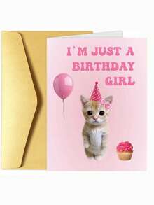 可爱猫咪生日贺卡 - 送给她、闺蜜、姐妹、女儿和妈妈的趣味生日贺卡 - 粉色猫咪生日贺卡 - 多色 - 查看 2