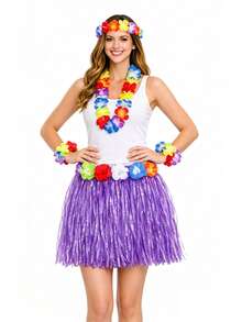 Bộ 5 váy cỏ kiểu Hawaii - Hoàn hảo cho các bữa tiệc hóa trang, tiệc theo chủ đề Hawaii dành cho người lớn, tiệc mùa hè, tiệc sinh nhật và Halloween. - Nhiều màu - Xem 10