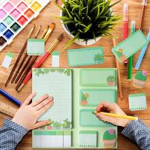 Set de notas adhesivas con forma de plantas de dibujos animados, pegatinas de memorándum lindas y kawaii autoadhesivas, adecuadas para escritorio, escuela, oficina, notas adhesivas pequeñas y removibles para recordatorios diarios, diario, mensajes de regalo - Unitalla - Ver 6