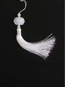 1pc French Retro Lace Tassel Folding Hand Fan, Portable Summer Dance Fan - White - View 6