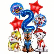 Paw Patrol 汪汪队立大功生日气球花束套装，包含Chase和Rubble可爱小狗卡通铝箔气球、32英寸蓝色数字1-9氦气球、红色星星气球，适合1-9岁儿童生日派对装饰 - 卡通狗狗氣球 - 查看 19