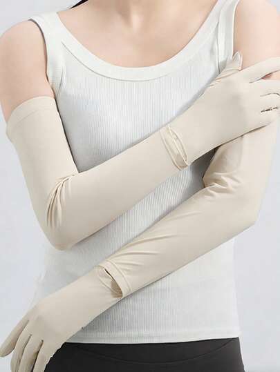 Ueasy UPF 50+ Cycling Arm Sleeves, Made Of Icy Silk Material, Touchscreen Finger Design, Adjustable Strap, Open Back For Watch Wearing, Anti-Slip Palm, Suitable For Men And Women Outdoor Cycling, Driving, Hiking, Lightweight, Breathable And Comfortable, Ideal Gift For Outdoor Enthusiasts