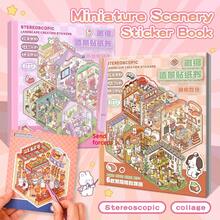 1件大號18片/組場景貼紙書，6個場景，12張材質貼紙，可愛風格風景貼紙，3D微縮房屋場景貼紙，手工分裝小房場景貼紙，聖誕節、萬聖節、感恩節派對禮物，聚會玩具，多種場景可選 - 彩色 - 查看 13