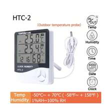 LCD-2/-1 Digital Temperature And Humidity Meter, Hygrometer, Thermometer, Weather Station With Clock For Indoor And Outdoor Use 5Z9Y - HTC-1 - View 2