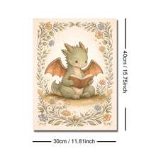 1pc Framed/Unframed Floral Dragon Reading Bookish Folk Art Nursery Canvas Poster Book Club Whimsical Forest Wall Art Print Library Reading Nook Decor Scroll Painting For Playroom,Kids Room,Bedroom,Modern Home Decoration - A - View 11