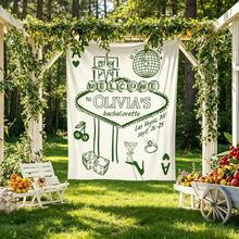 Custom Bachelorette Banner, Vegas Bachelorette Tapestry, Bridal Shower Party Backdrop, Last Disco Party Backdrop For Bride To Be, Personalized Bachelorette Party Banner, Party Decor For Club, Idea Gifts For Besti/Friends/Women, Room Decor/Home Decor, Party Decor - màu xanh lá - Xem 2