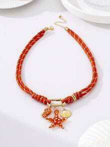 1pc Fashionable & Elegant Bohemian Style Ocean Life Jewelry Accessory Necklace, Suitable For Daily Wear, Festivals, Parties And Beach Vacation - Necklace - View 10