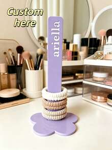 1PC Personalized Custom Name Acrylic Hair Tie Holder & Organizer – Personalized Hair Tie Stand (Gift & Decor) – Custom Acrylic Hair Accessory Storage Rack - Multicolor - View 7