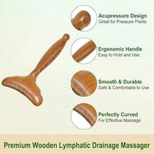 Dụng cụ massage dẫn lưu bạch huyết, dụng cụ massage bằng gỗ, dụng cụ Gua Sha toàn thân. Dụng cụ dẫn lưu bạch huyết bằng gỗ dùng cho liệu pháp massage giải phóng cơ bắp, giảm đau, tác động điểm kích thích, massage mô sâu, chống cellulite. Kích thước 6.1*3.5 inch. - màu nâu - Xem 4