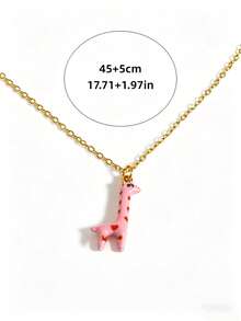 MECYLIFE 1 chiếc vòng cổ mặt dây chuyền hình hươu cao cổ nhiều màu sắc, dễ thương, thời trang, thích hợp cho nữ, thiết kế trái tim hồng và hươu cao cổ vàng, vòng cổ quà tặng lý tưởng. - Vàng - Xem 2