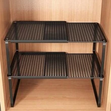 1pc Heavy Duty Adjustable Height Closet Organizer Rack, Telescopic Design Space-Saving Clothing & Shoe Storage Shelf, Suitable For Cabinets, Easy Installation, Applicable To Various Shelving Systems, Wardrobe Organizer, Tiered Storage Rack, Upgraded Expandable Version,Bedroom Room Decor,Back To School - Retractable - View 3
