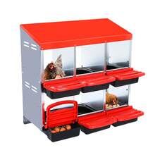 Techigher Heavy Duty Chicken Nesting Box, Automatic Roll-Away Egg Collection System, Galvanized Steel Hen Laying Box - Red, 6 Holes Wihout Legs - View 1