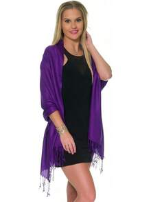 Shawls And Wraps Evening Dresses, Large Soft  Wedding Shawl - Dark Purple - View 3