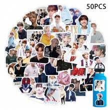 50张贴纸，K-POP男团手机壳贴纸，防水贴纸，办公用品，SKZ文具，X，DIY贴纸，装饰贴纸，卡通贴纸，动漫主题贴纸，适用于手机、行李箱、笔记本电脑、水瓶和吉他 - 彩色 - 查看 2