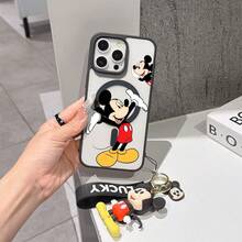 This Disney Mickey Mouse Pattern Lanyard Phone Case Features A Strong Magnetic Closure And Full Coverage Of Acrylic And TPU Material. It's Shockproof, Lightweight, And Suitable For IPhone17/16/11/13/15/15 Plus/15 Pro/15 Pro Max/12/14 Pro Max/11 Pro Max/12 Pro/12 Pro Max/13. It's A Popular Birthday Gift, Business Gift, Durable, Stain-Resistant, And Fingerprint-Resistant New Phone Case For Men And Women. It Also Includes A Mickey Mouse Phone Case And Mickey Mouse Doll Bracelet. Compatible With SamsungGalaxy S20, S21, S22, S23, And S24 Series. It's The Perfect Gift For Friends And Family. This Stylish Phone Case Is Fun, Lightweight, And Durable. IPhone17 Pro Max Phone Case, Minnie Phone Case. - Hồng - Xem 5