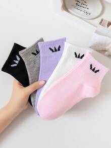 5 Pairs Women's Casual Sports Ankle Socks, Soft & Comfortable, Moisture-Wicking & Odor-Resistant, Suitable For Daily Leisure And Outdoor Activities, Spring/Summer - Multicolor - View 7