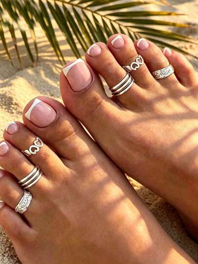 3 peças/Conjunto Tornozeleiras em Formato de Coração Oco para Férias na Praia, Acessórios Versáteis Vintage, Adequado para Festa e Encontros