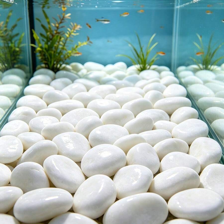 250/600克天然白色鹅卵石,适用于水族箱,2-3厘米光滑河卵石,鱼缸底砂,适用于水族造景、多肉植物盆景和家居装饰 - A - 查看 1