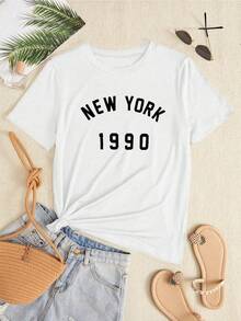 Camiseta con estampado de letra - Blanco - Ver 1