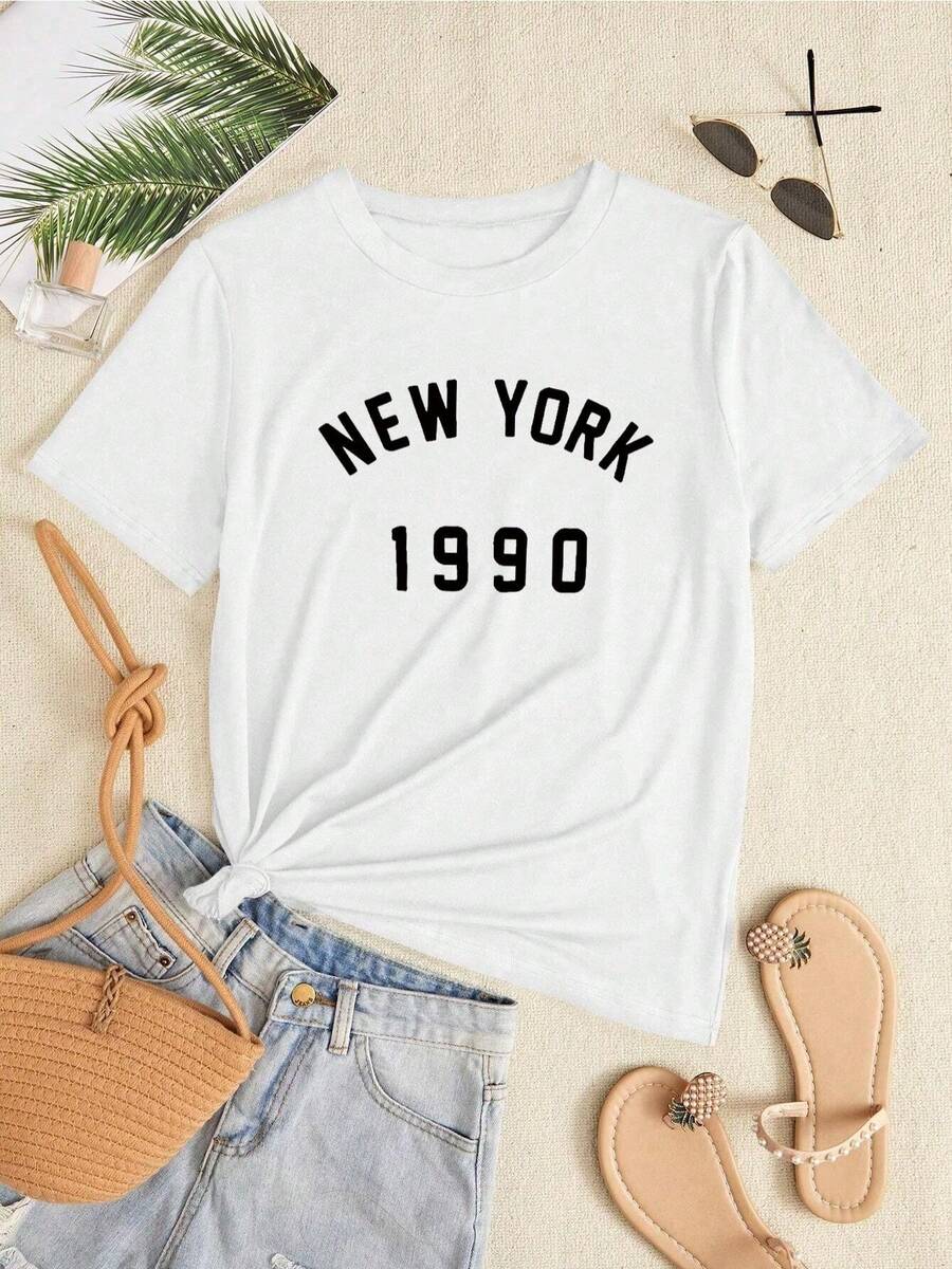 Camiseta con estampado de letra - Blanco - Ver 1