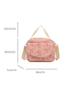Túi xách mini thời trang tối giản in hình nơ, thiết kế vuông vức, có ngăn ngoài 3D, khóa kéo, dây đeo vai dài có thể điều chỉnh, nhẹ và nhỏ gọn, phù hợp cho nữ giới sử dụng hàng ngày và học sinh, cũng là một món quà ví nơ dễ thương cho ngày Valentine. - Hồng - Xem 7