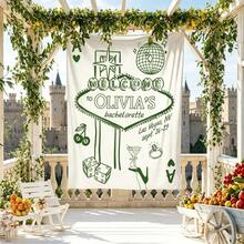 Custom Bachelorette Banner, Vegas Bachelorette Tapestry, Bridal Shower Party Backdrop, Last Disco Party Backdrop For Bride To Be, Personalized Bachelorette Party Banner, Party Decor For Club, Idea Gifts For Besti/Friends/Women, Room Decor/Home Decor, Party Decor - màu xanh lá - Xem 9