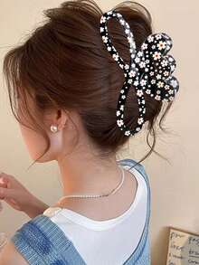 1 chiếc kẹp tóc in hình trái tim và hoa cúc dễ thương, kẹp tóc hình trái tim lớn màu đào chống trượt, kẹp tóc hoa văn trang nhã giữ chắc, phù hợp cho phụ nữ và bé gái, phụ kiện kiểu tóc thường ngày, du lịch, sinh nhật. - Nhiều màu - Xem 1