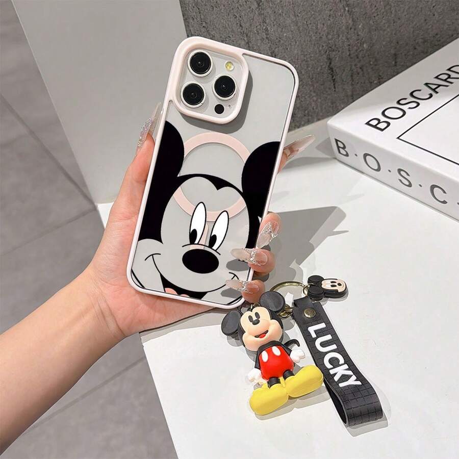 This Disney Mickey Mouse Pattern Lanyard Phone Case Features A Strong Magnetic Closure And Full Coverage Of Acrylic And TPU Material. It's Shockproof, Lightweight, And Suitable For IPhone17/16/11/13/15/15 Plus/15 Pro/15 Pro Max/12/14 Pro Max/11 Pro Max/12 Pro/12 Pro Max/13. It's A Popular Birthday Gift, Business Gift, Durable, Stain-Resistant, And Fingerprint-Resistant New Phone Case For Men And Women. It Also Includes A Mickey Mouse Phone Case And Mickey Mouse Doll Bracelet. Compatible With SamsungGalaxy S20, S21, S22, S23, And S24 Series. It's The Perfect Gift For Friends And Family. This Stylish Phone Case Is Fun, Lightweight, And Durable. IPhone17 Pro Max Phone Case, Minnie Phone Case. - Hồng - Xem 1