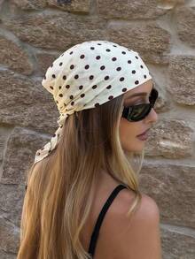 Pañuelo retro de lunares, pañuelo cuadrado bohemio, diadema de protección solar para mujeres para viajes/playa, adecuado para vacaciones/uso diario, festivales, cumpleaños - lunares - Ver 4