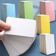 100pcs Colorful Blank Cards - Random Colors - Handwritten Colored English Word Hard Card Paper Small Cards - Memo Portable Cards - DIY Graffiti Memo Cards Text Cards - Suitable For Back To School Student Communication Cards - A - View 3