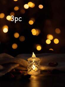INS Style Diamond Grid Crystal LED Electronic Candle, Living Room & Dining Table Decor With Elegant Ambiance, Warm Light Simulated Flame, Party & Wedding Decoration, Birthday/Housewarming Gift, Battery Powered High-End Home Decor - Multicolor - View 13