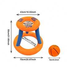 Juguete de piscina para adultos, flotador de piscina inflable 2 en 1 con aro y pelota de baloncesto, juguete acuático para fiestas al aire libre y juegos de agua en la piscina de costado - Naranja - Ver 9
