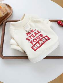 PETCIRCLE 1pc Pet Clothes, Outdoor & Indoor Apparel, European & Korean Style For Poodle, Teddy, Small Dog & Puppy, Casual Comfortable Sweatshirt, Valentine's Day - White - View 14