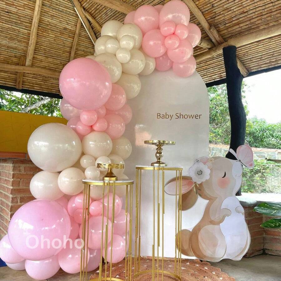 73pcs Pink Beige Balloon Garland Arch Kit Baby Shower Girl Birthday Decorations Christening Baptism Communion Wedding Engagement Party - View 1