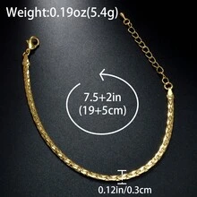 Vòng tay đơn giản bằng đồng mạ vàng 18K, nhiều chi tiết, thích hợp cho nữ đeo hàng ngày, trang sức nhiều lớp thời trang. - Vàng - Xem 9