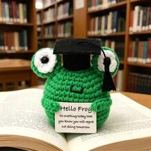 1pc Handmade Crocheted Graduation Frog Doll In Navy Blue - Unique 2026 Graduation Gift, Miniature Size Helps Relieve Stress - 彩色 - 查看 4