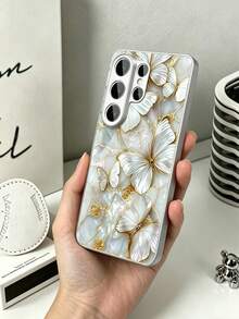 Ốp lưng điện thoại hình bướm bằng kim loại bạc, tương thích với Samsung S26 Ultra/S26/S25 Ultra/S24 Ultra/S23 Ultra/S22 Ultra/S21/A56/A16/A54/A14 và nhiều dòng điện thoại khác, bảo vệ bằng kính cường lực cao cấp, thời trang và chất lượng cao, thích hợp làm quà tặng sinh nhật hoặc ngày lễ. - Bạc - Xem 4