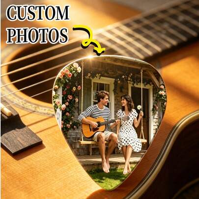 1 miếng gảy đàn guitar cá nhân hóa, có thể in ảnh/văn bản/logo của bạn - Thiết kế ảnh và văn bản tùy chỉnh dành cho người chơi guitar, món quà gảy đàn dễ thương, phù hợp cho nhạc sĩ, miếng gảy chất lượng cao có thể tái sử dụng, lý tưởng làm quà tặng sinh nhật hoặc Giáng sinh, dùng được cho cả nam và nữ.