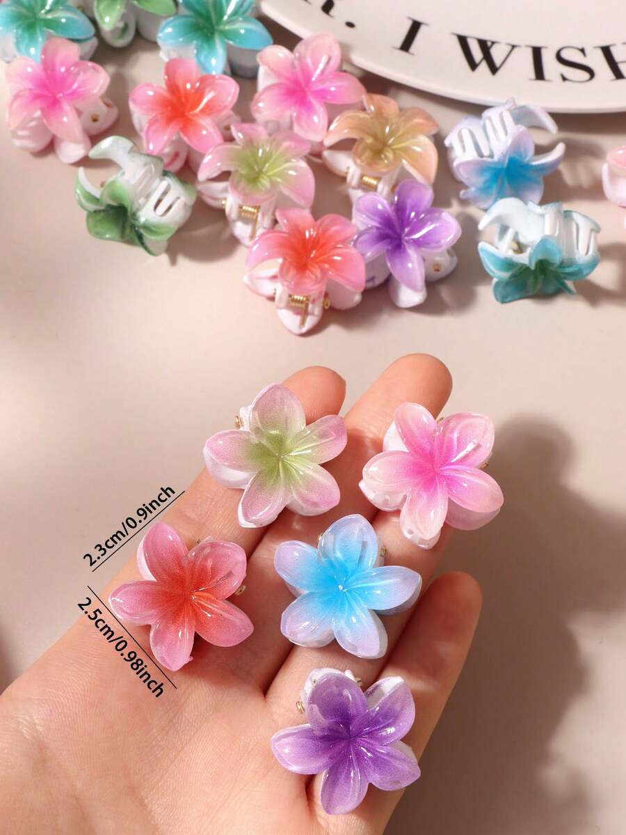 30个装女士彩色果冻扎染雏菊发夹，迷你优雅发爪，适用于刘海、马尾辫、发髻、公主发型 - 彩色 - 查看 1
