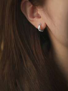 BALMORA 1 par de pendientes de botón de lujo minimalistas de plata de ley 925 con circonita cúbica, regalo de aniversario para mujeres - Plateado - Ver 6