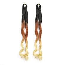 2pcs 26 Inch Fluffy Wavy Elastic Crochet Braiding Hair Extensions, Pre-Stretched 150g/Pack Yaki Curly Braiding Hair For Women (2pcs/Pack) - Multicolor - View 13