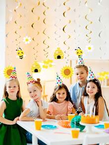 1set Bumble Bee Hanging Swirl Decorations, Bee Party Hanging Swirls Foil Ceiling Streamers Honey Bee Themed Party Supplies For Kids Birthday Baby Shower Gender Reveal Bee Party Decoration - Multicolor - View 4